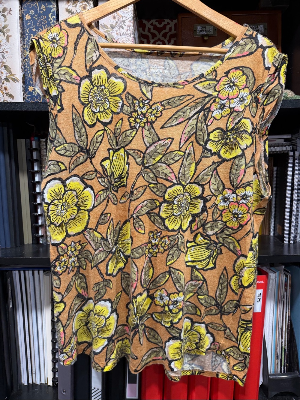 LOFT Mustard Floral Sleeveless Tank Top